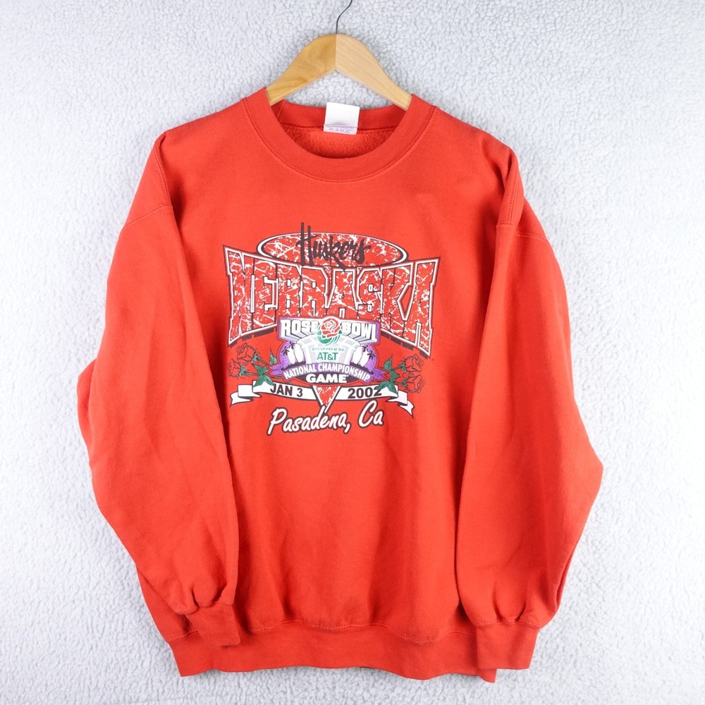 Vintage Nebraska Huskers 2002 Rose Bowl National Championship Sweatshirt Red L